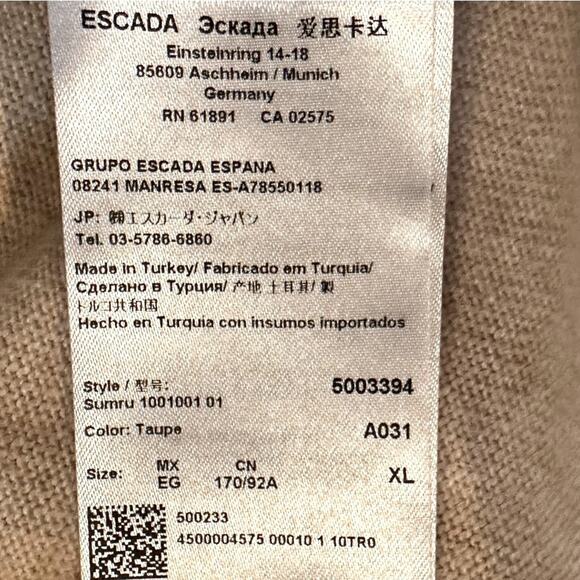 Escada Wool Blend Taupe Cream Sleeveless Sweater Vest XL Designer NWT Neutral - Picture 10 of 16